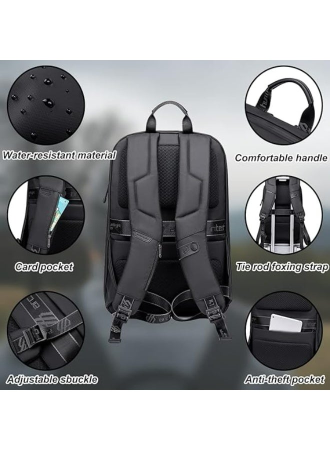 أركتيك هانتر حقيبة ظهر أركتيك هانتر المضادة للسرقة للرجال، مزودة بمنفذ USB مدمج ومقاومة للماء، مناسبة لأجهزة الكمبيوتر المحمول مقاس 15.6 بوصة، مع جيوب متعددة (أسود). - Image 5